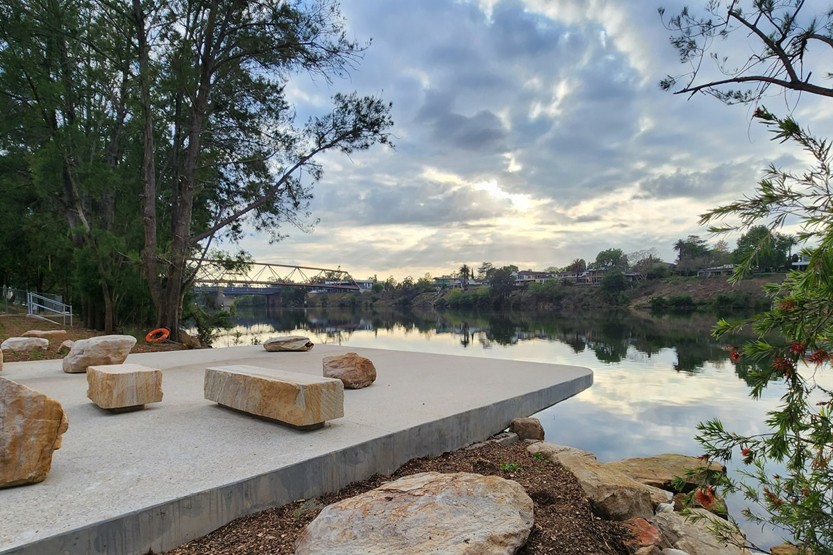 Regatta Park's new over water viewing platform, overlooking the Nepean River